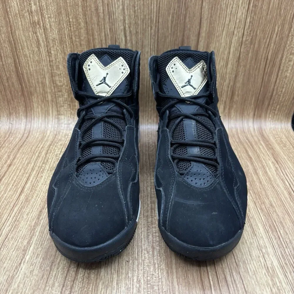Jordan True Flight Black Metallic Gold 342964-070 Men’s‎ Size 8 Lace Up Sneakers